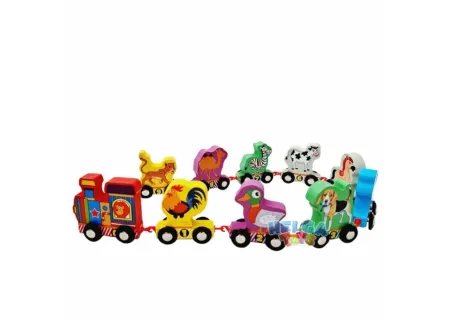 Wooden Animal Train Set - 36pc Educational Toy for Toddlers