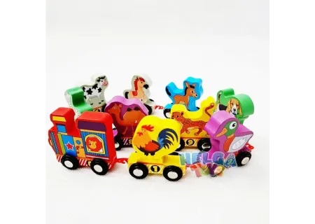 Wooden Animal Train Set - 36pc Educational Toy for Toddlers