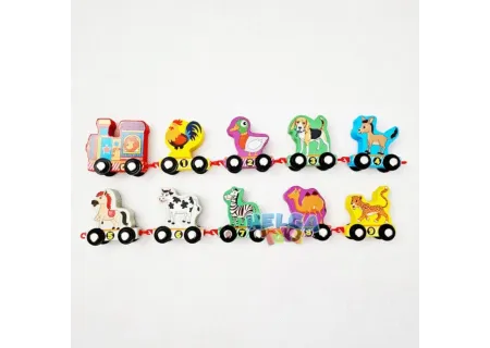 Wooden Animal Train Set - 36pc Educational Toy for Toddlers