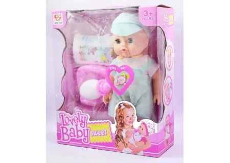 Lovely Baby Doll with Accessories - Bottle, Nappy & Potty.