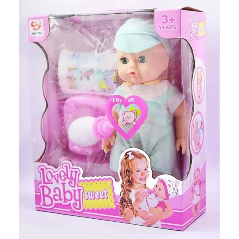 Lovely Baby Doll with Accessories - Bottle, Nappy & Potty.