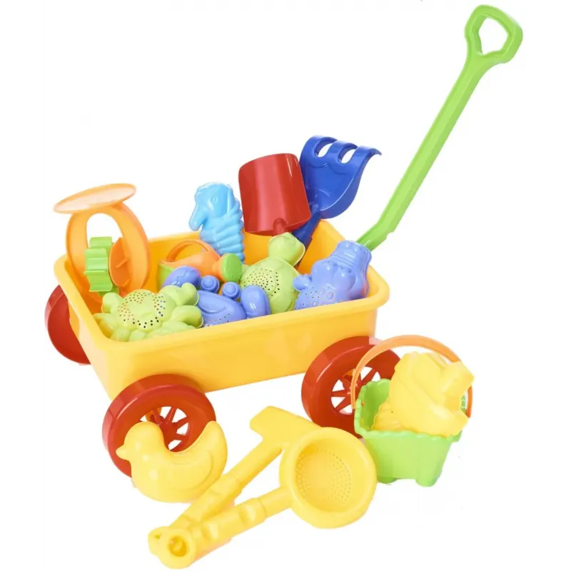 Toy Pull Beach Wagon & Sand Accessories Playset | Fun Outdoor Play