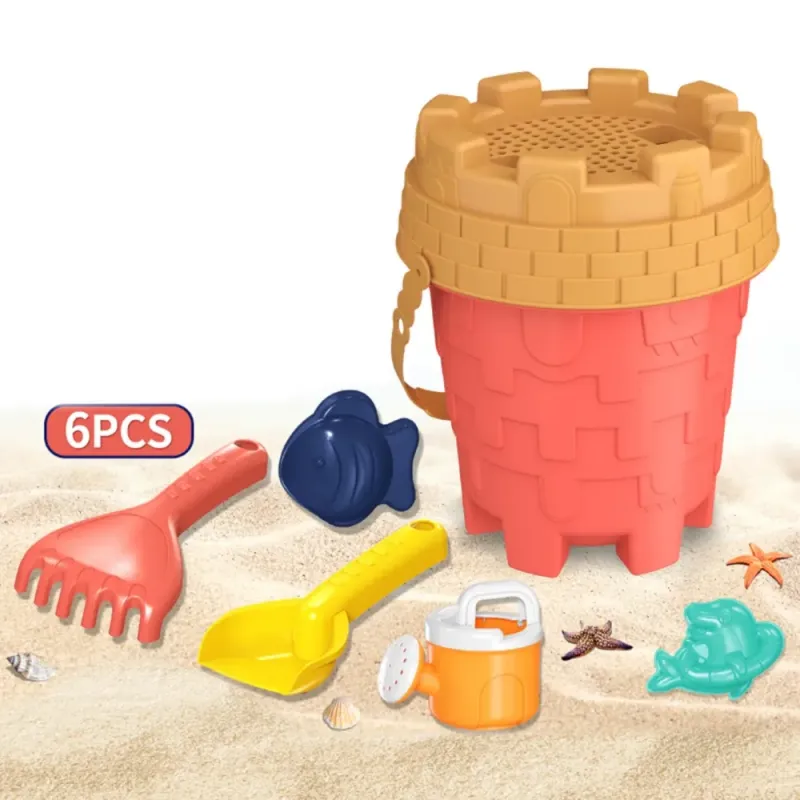 6-Piece Beach Bucket Set with Sand Strainer & Tools | Perfect for Kids
