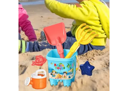 6-Piece Beach Bucket & Accessories Set | Kids Sand Toys