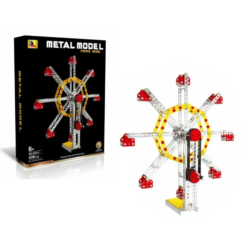 Detailed Metal Ferris Wheel Model | Vintage Industrial Desk Decor