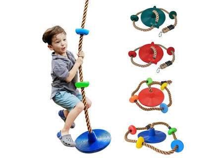 Durable Plastic Disc Tree Swing with Climbing Rope for Kids – Outdoor
