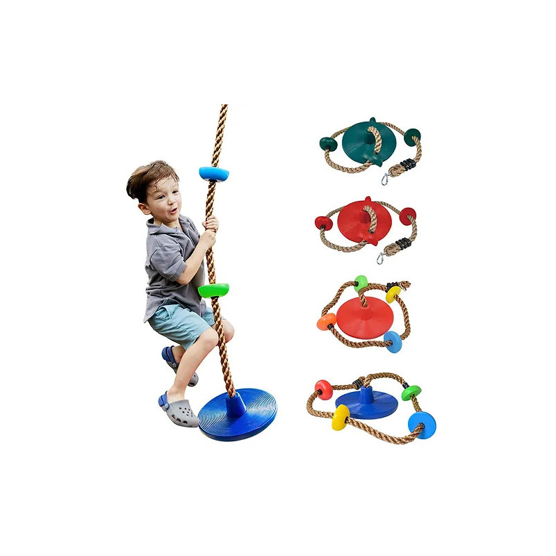 Durable Plastic Disc Tree Swing with Climbing Rope for Kids – Outdoor Durable Plastic Disc Tree Swing with Climbing Rope for Kids – Outdoor