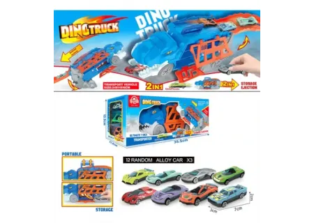 Dino Truck Carrier Toy with 3 Alloy Die-Cast Cars