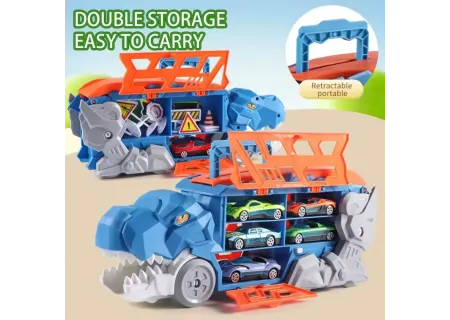 Dino Truck Carrier Toy with 3 Alloy Die-Cast Cars