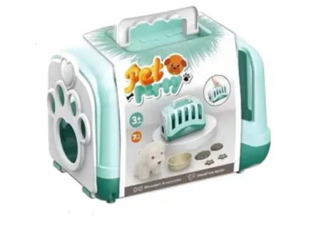 Pet Dog in Cage & Accessories Set (7 Pcs) - Fun Pretend Pet Party Toy