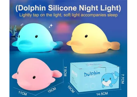 Toy Dolphin Tapping Night | Soft Silicone Color-Change LED