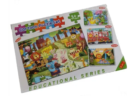 4-in-1 Cartoon Animal Puzzle Set | 24, 36, 48, 72 Pieces