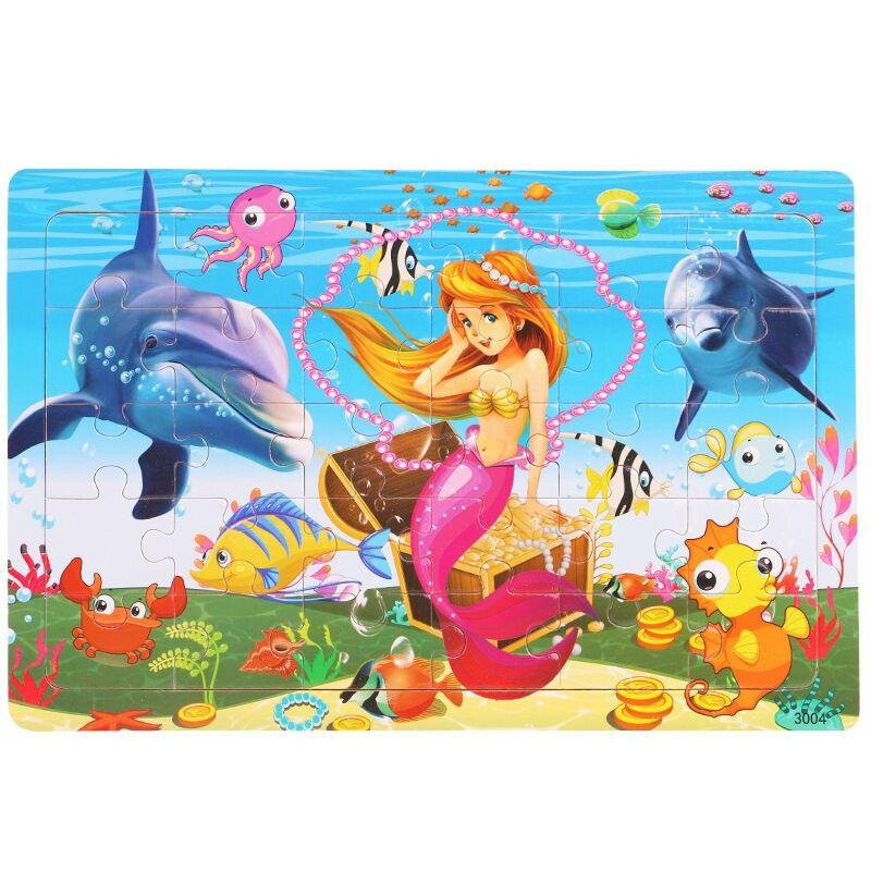 30-Piece Mermaid Wooden Puzzle for Fun Play 30-Piece Mermaid Wooden Puzzle for Fun Play
