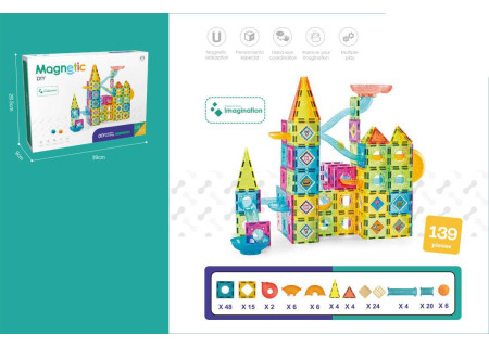 Kids Magnetic Tiles Marble Run - 139 Piece Set for Creative Building &