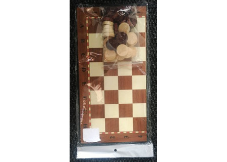 Draught Board with Wooden Pieces for Classic Play