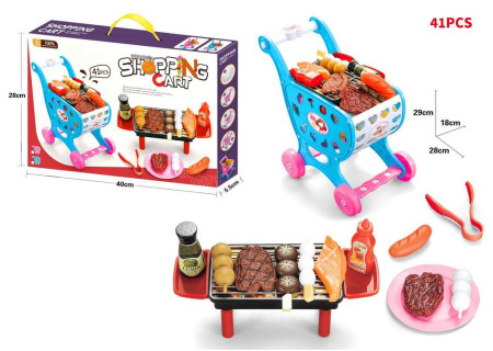 Braai & Shopping Trolley Playset – 41-Piece BBQ & Grocery Toy Set for
