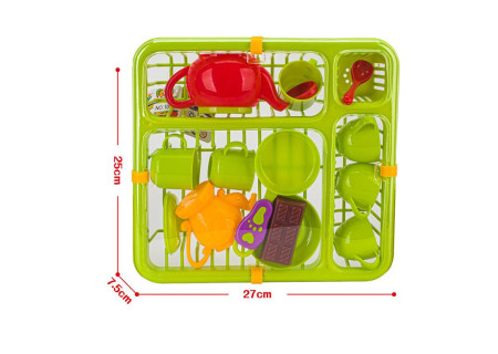 Tea Set in Dish Rack - Complete Playset for Kids' Tea Time