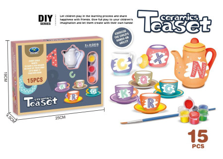 Ceramic Tea Set Painting - 15pcs DIY Set for Creative Play
