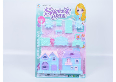 Sweet Home Playset with Furniture - Carded Set for Kids' Dollhouses