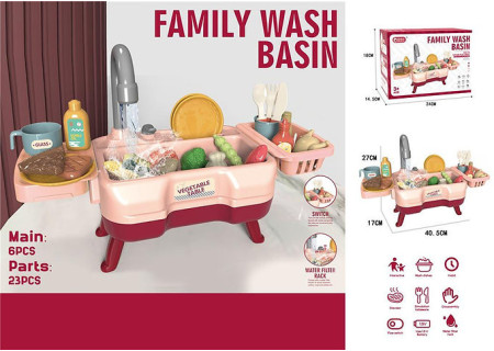 Kids Battery Operated Water Running Sink Toy with Accessories