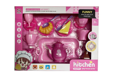 Pink Tea Set and Food