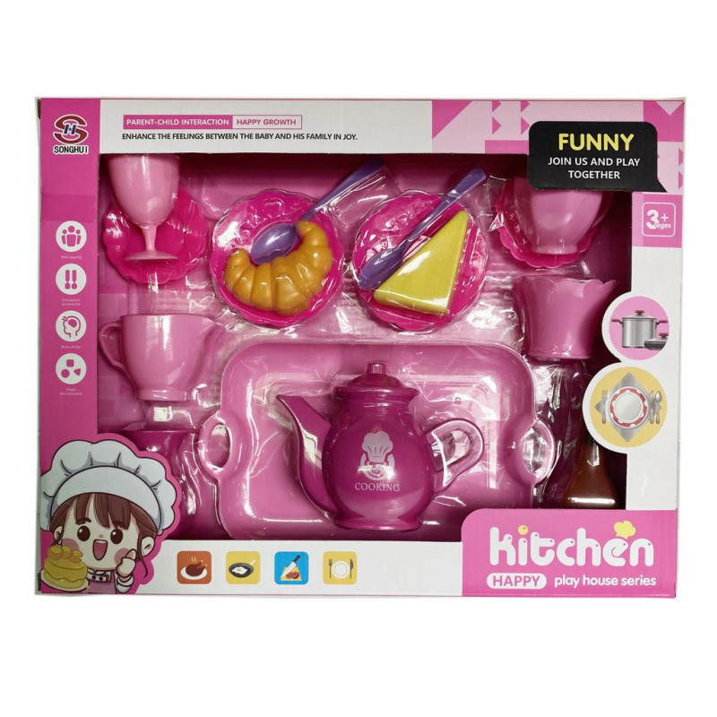 Pink Tea Set and Food Pink Tea Set and Food