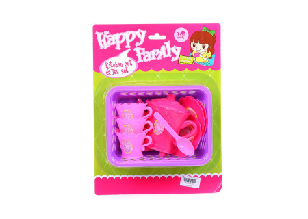Happy Family Tea Set in Basket - Playset for Kids' Tea Parties