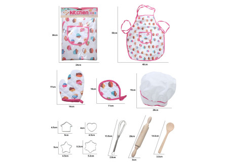 Kitchen Apron and Baking Accessories Set -  Playset for Kids