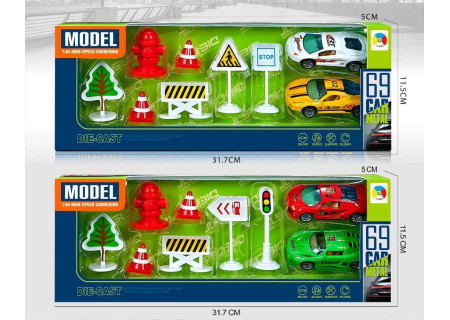2s DC Cars with Road Signs - Bxd Playset for Kids' Vehicle Adventures