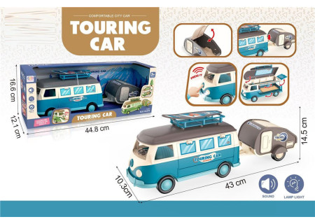 Battery Operated Touring Bus with Functional Caravan – Assorted Toy Ve