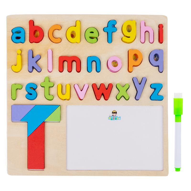 Alphabet/Shape Wooden Puzzle and Writing Board 30x30cm Alphabet/Shape Wooden Puzzle and Writing Board 30x30cm