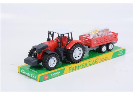 Farmer Car Tractor & Trailer - Tub Playset with Animals for Kids