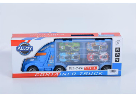 Container Truck with 4 Die Cast Cars - Bxd Playset for Kids