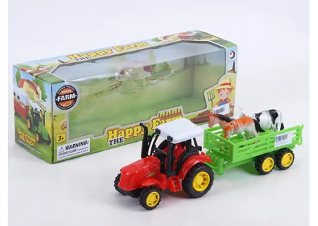 Happy Farm Tractor & Trailer - 29cm Bxd Playset with Animals for Kids